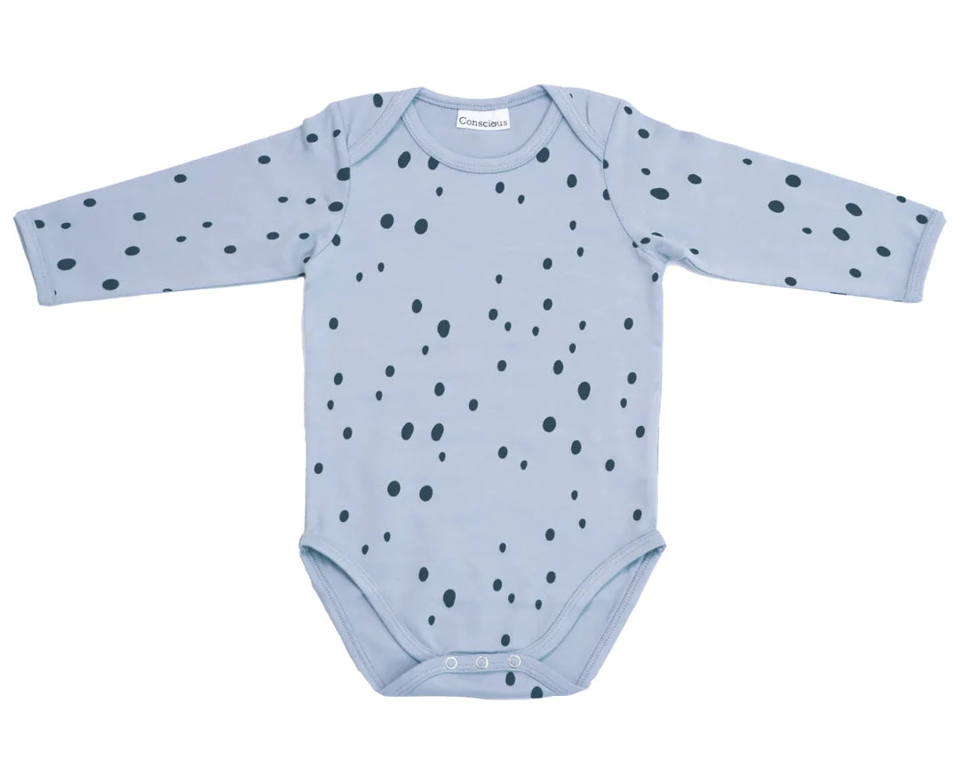 Organic Cotton Envelop Neck Bodysuit Blueberry Dots