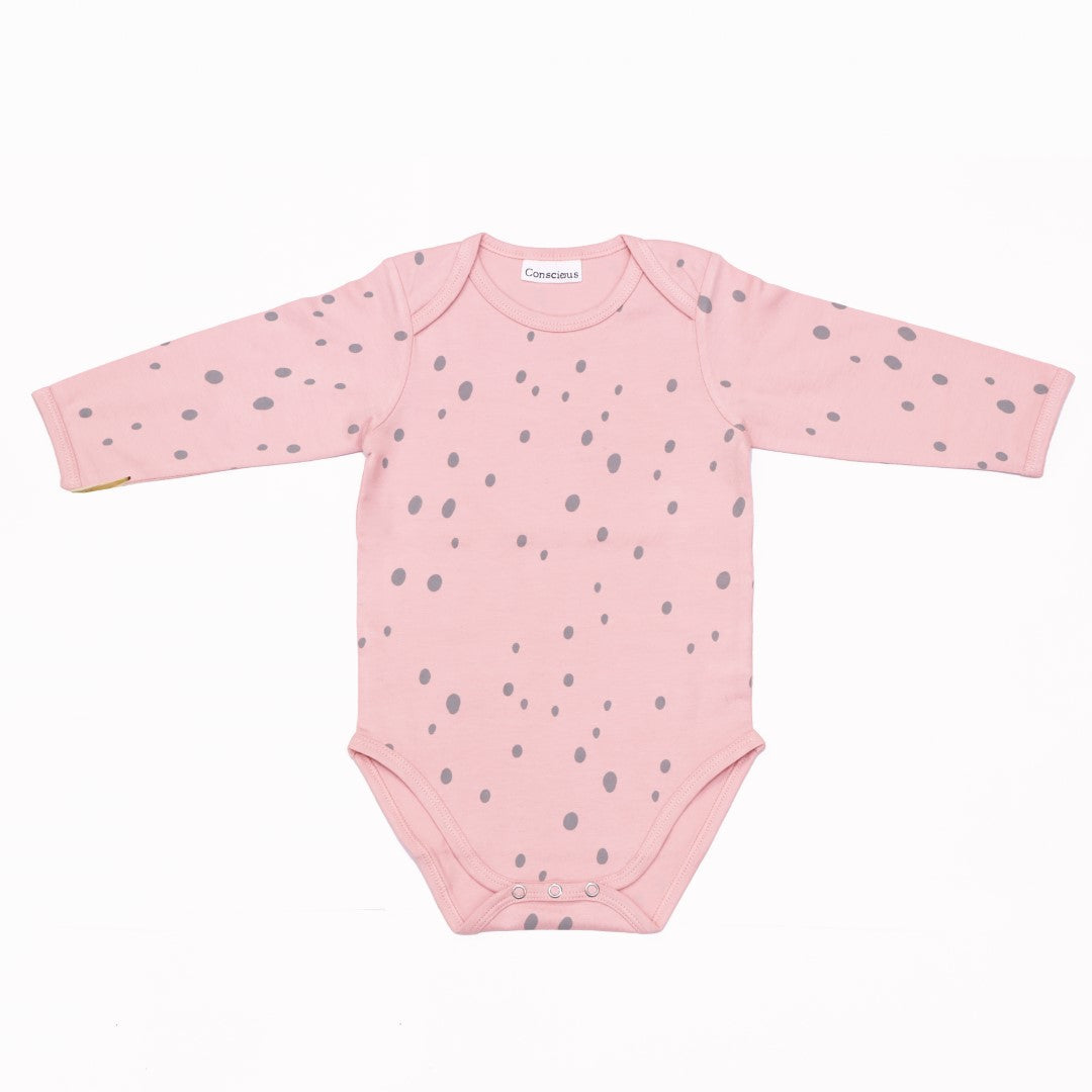 Organic Cotton Envelop Neck Bodysuit Blueberry Dots