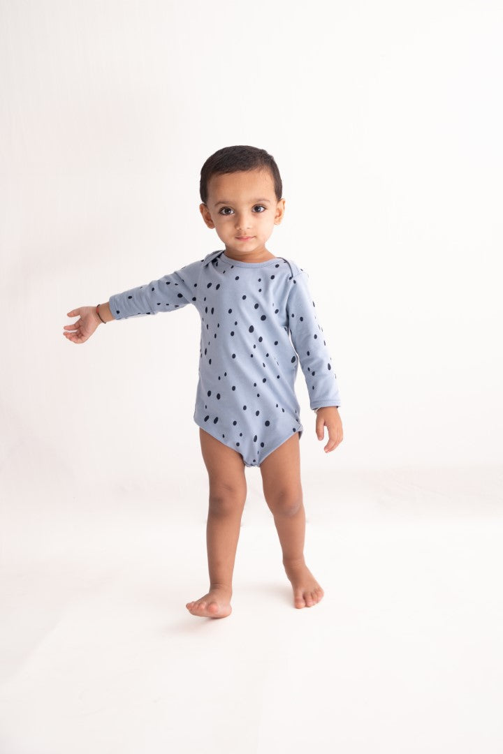 Organic Cotton Envelop Neck Bodysuit Blueberry Dots