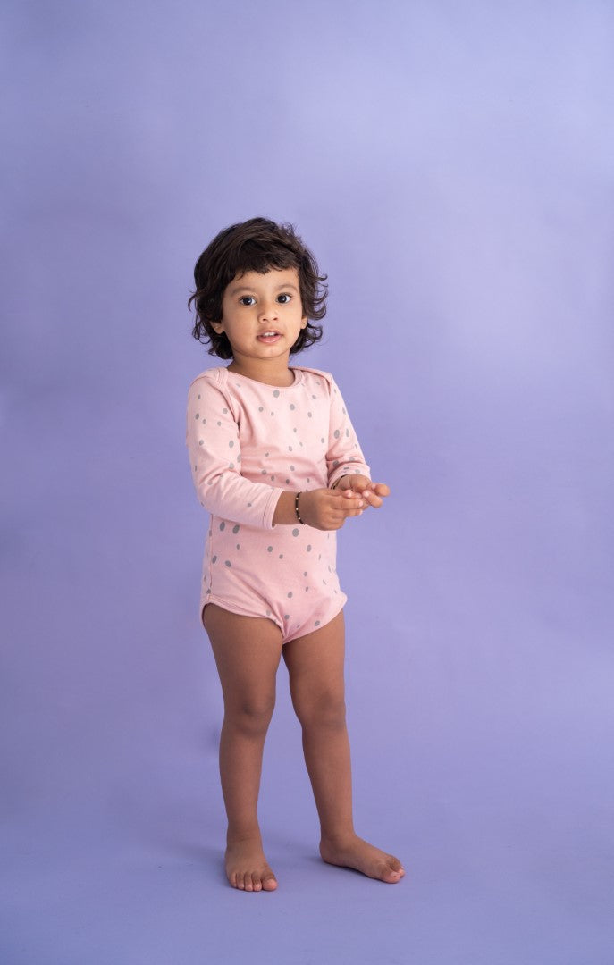 Organic Cotton Envelop Neck Bodysuit Bubblegum Dots