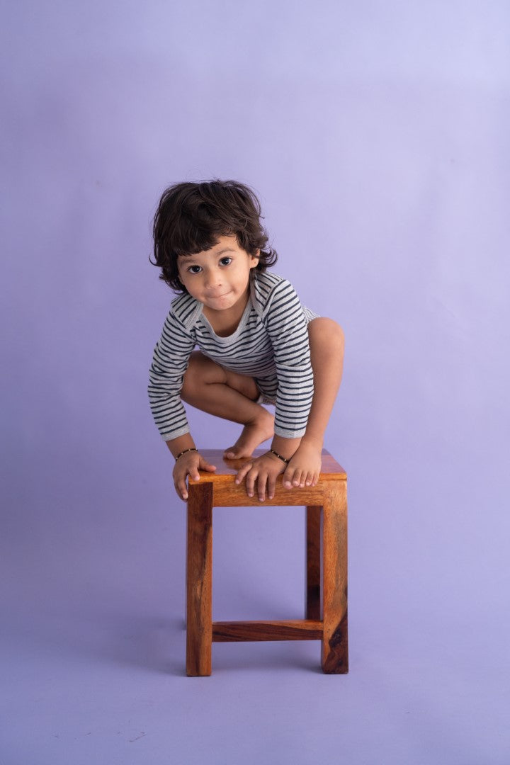 Organic Cotton Envelop Neck Bodysuit Blueberry Dots