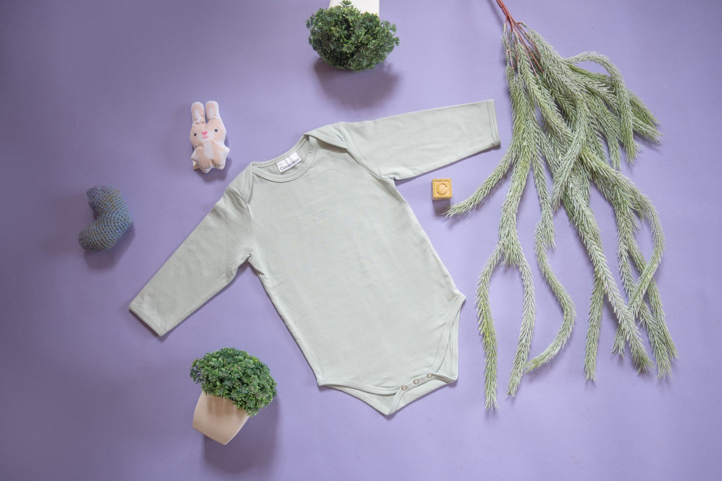 Organic Cotton Envelop Neck Bodysuit Blueberry Dots