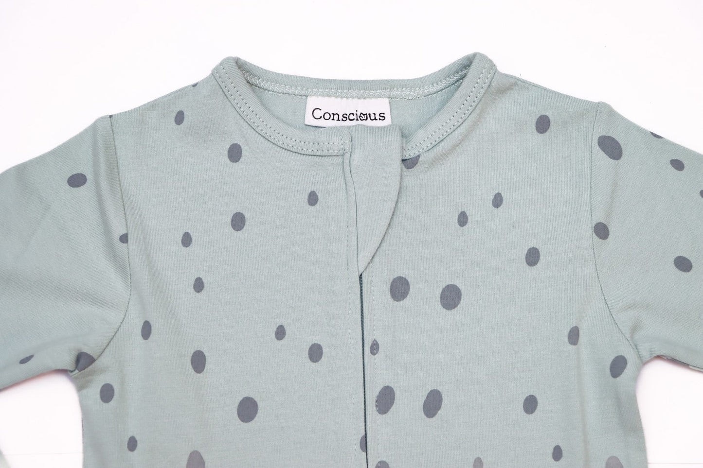 Organic Cotton Front Zipper Footie Pista Dot