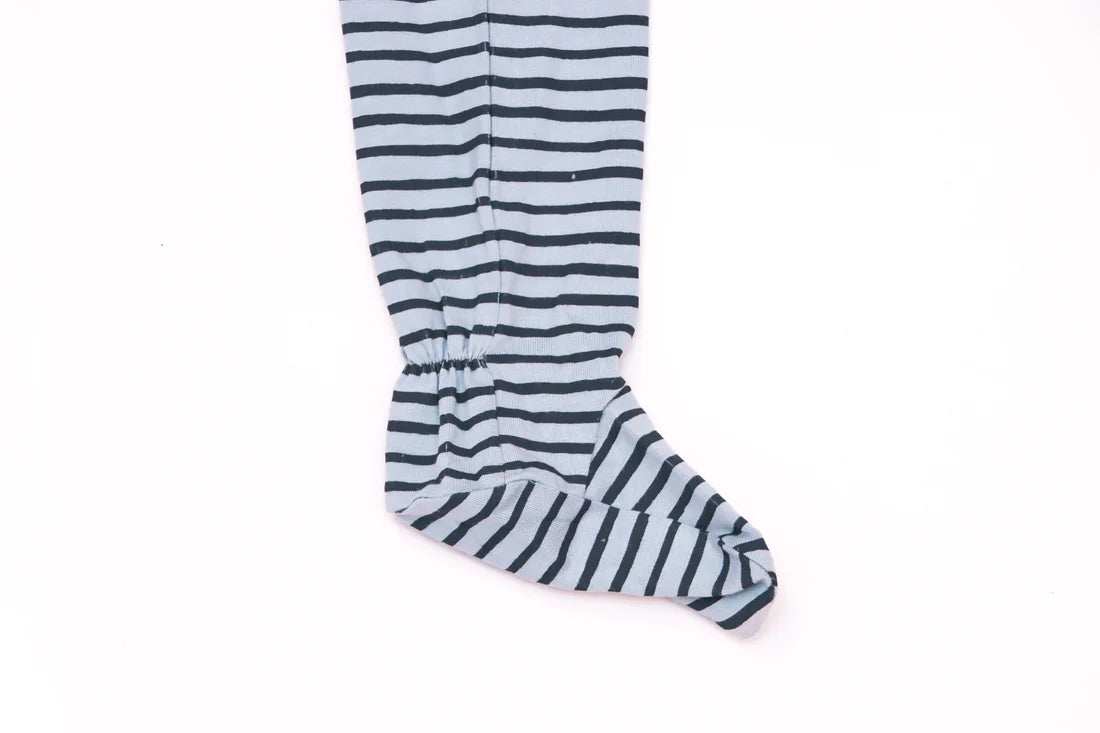 Organic Cotton Front Zipper Footie Blueberry Stripe