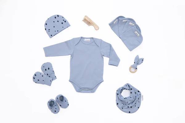 Organic Cotton Envelop Neck Bodysuit Blue