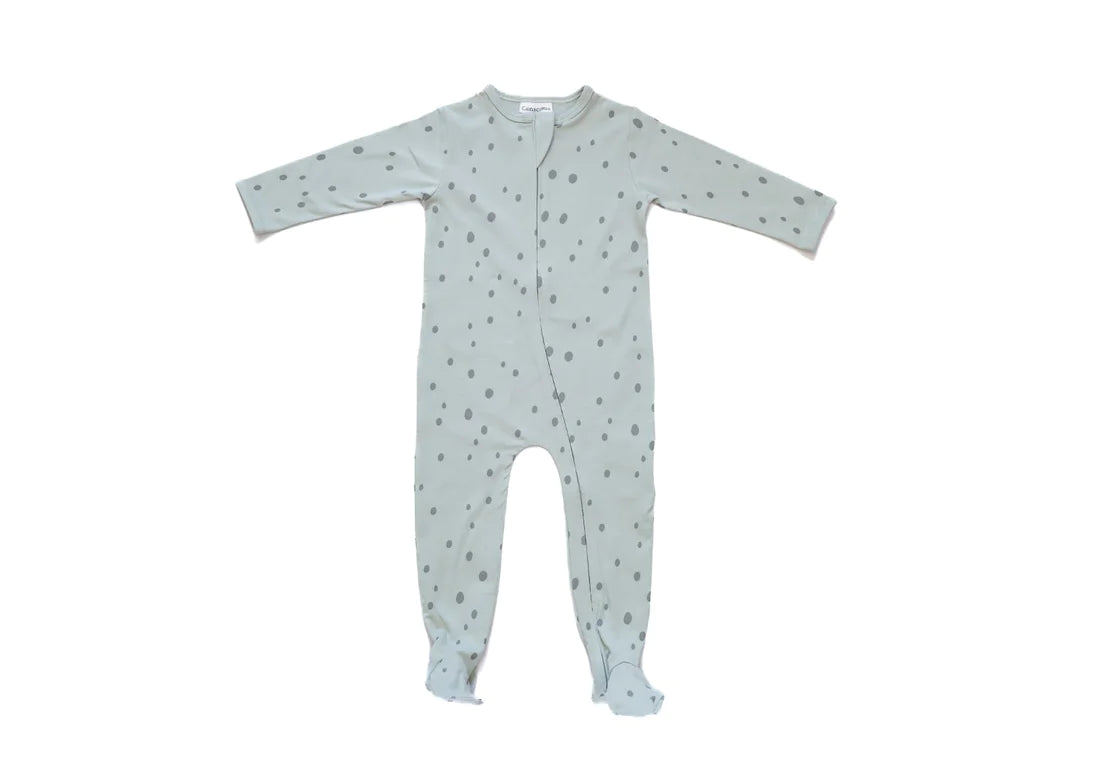 Organic Cotton Front Zipper Footie Pista Dot