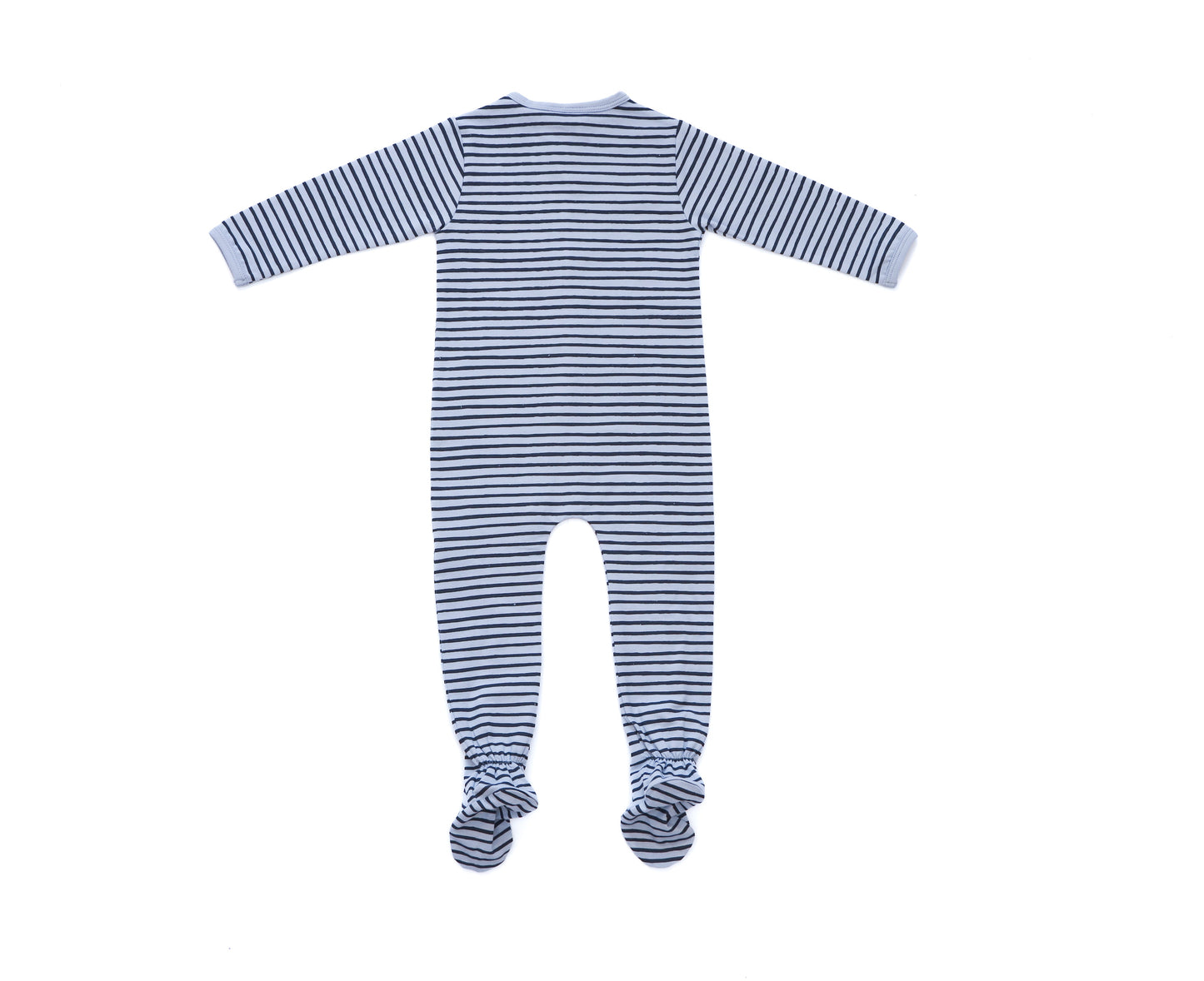 Organic Cotton Front Zipper Footie Blueberry Stripe