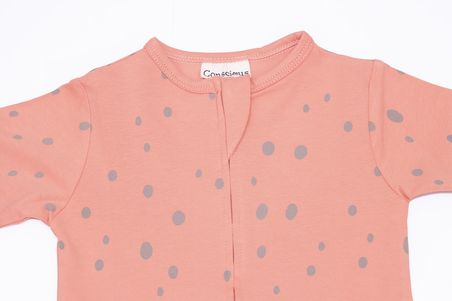 Organic Cotton Front Zipper Footie Melon Dot