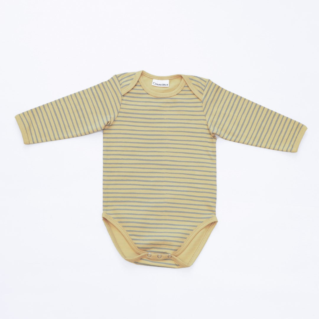 Organic Cotton Envelop Neck Bodysuit Sunshine Stripes