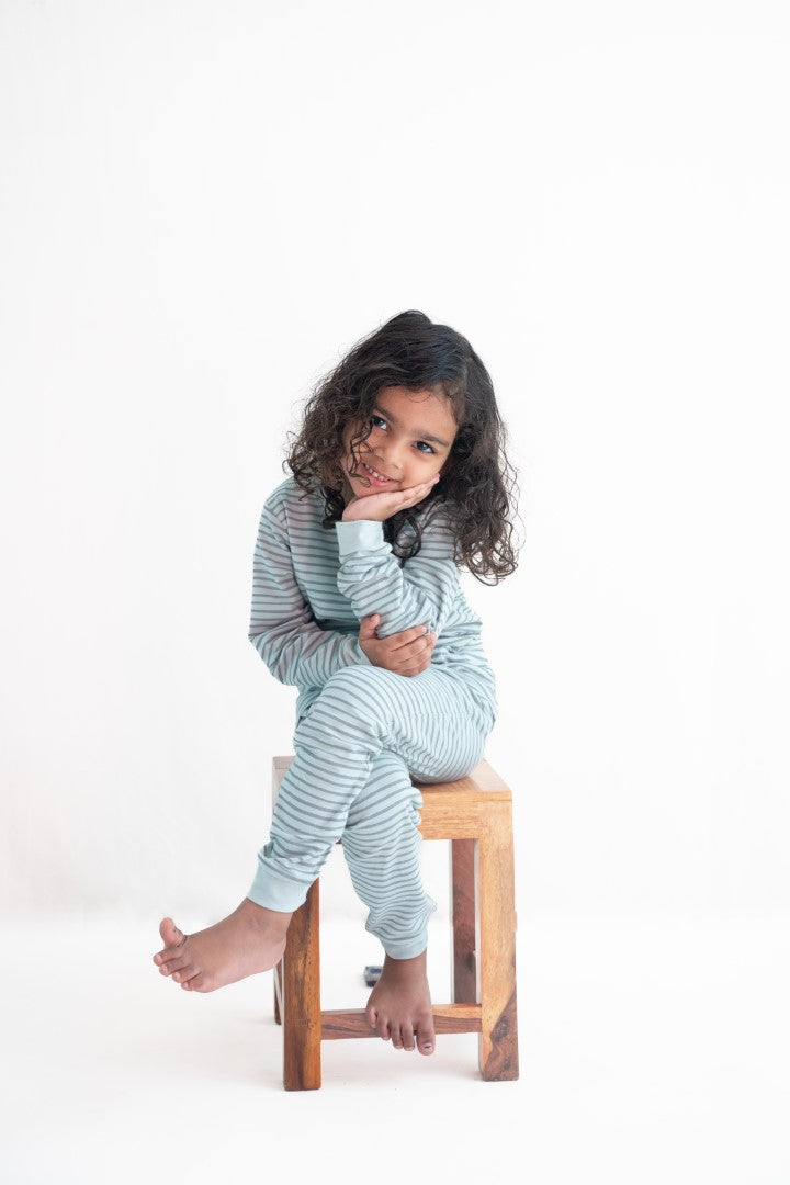 Organic Cotton Cord Set All over Print Pista Stripe