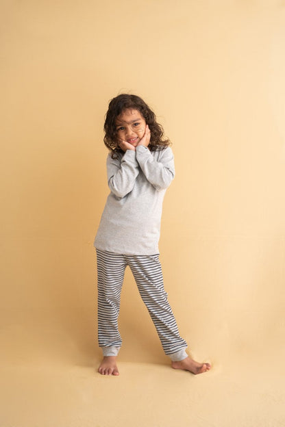 Organic Cotton Cord Set Bottom Print Blueberry Stripe