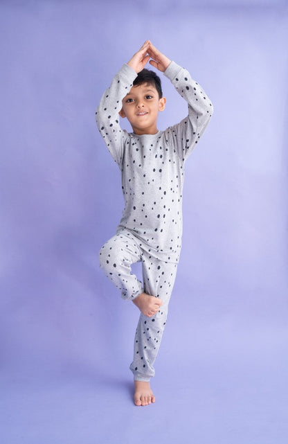 Organic Cotton Cord Set All over Print Grey Dot