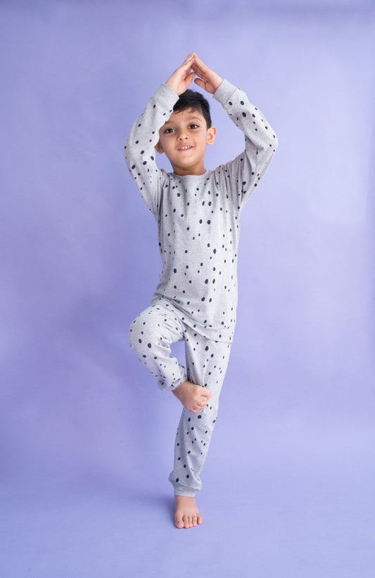 Organic Cotton Cord Set All over Print Grey Dot