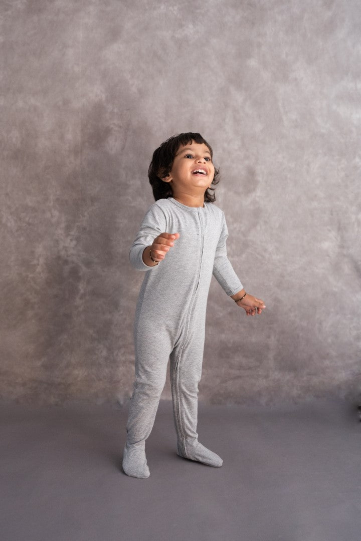 Organic Cotton Front Zipper Footie Sunshine Plain
