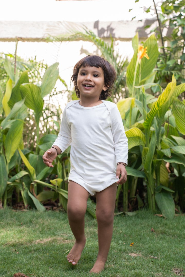 Organic Cotton Envelop Neck Bodysuit Pure White