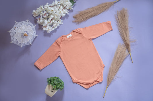 Organic Cotton Envelop Neck Bodysuit Melon plain