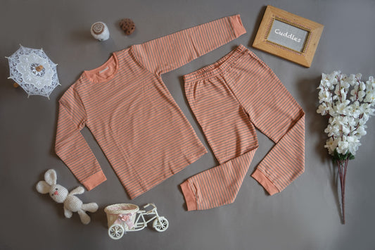 Organic Cotton Cord Set All over Print Melon Stripe