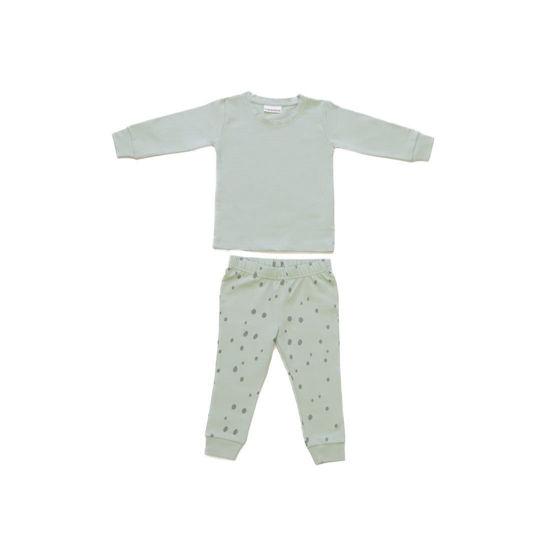 Organic Cotton Cord Set Bottom Print Grey Stripe