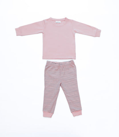 Organic Cotton Cord Set Bottom Print Grey Stripe
