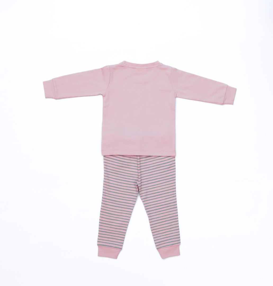 Organic Cotton Cord Set Bottom Print Grey Stripe