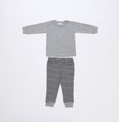 Organic Cotton Cord Set Bottom Print Grey Stripe