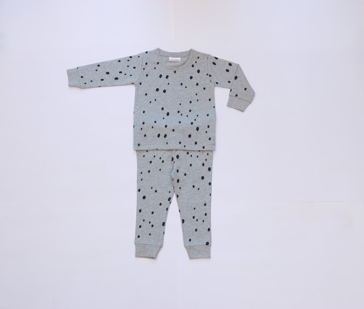 Organic Cotton Cord Set All over Print Grey Dot