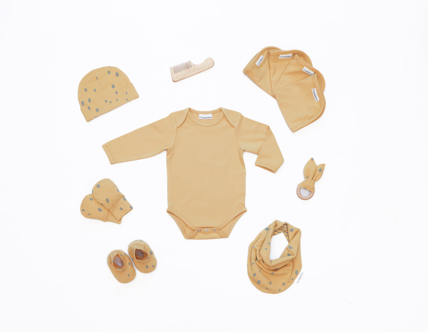 Organic Cotton Envelop Neck Bodysuit Yellow