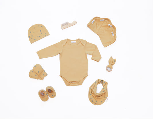 Organic Cotton Envelop Neck Bodysuit Yellow