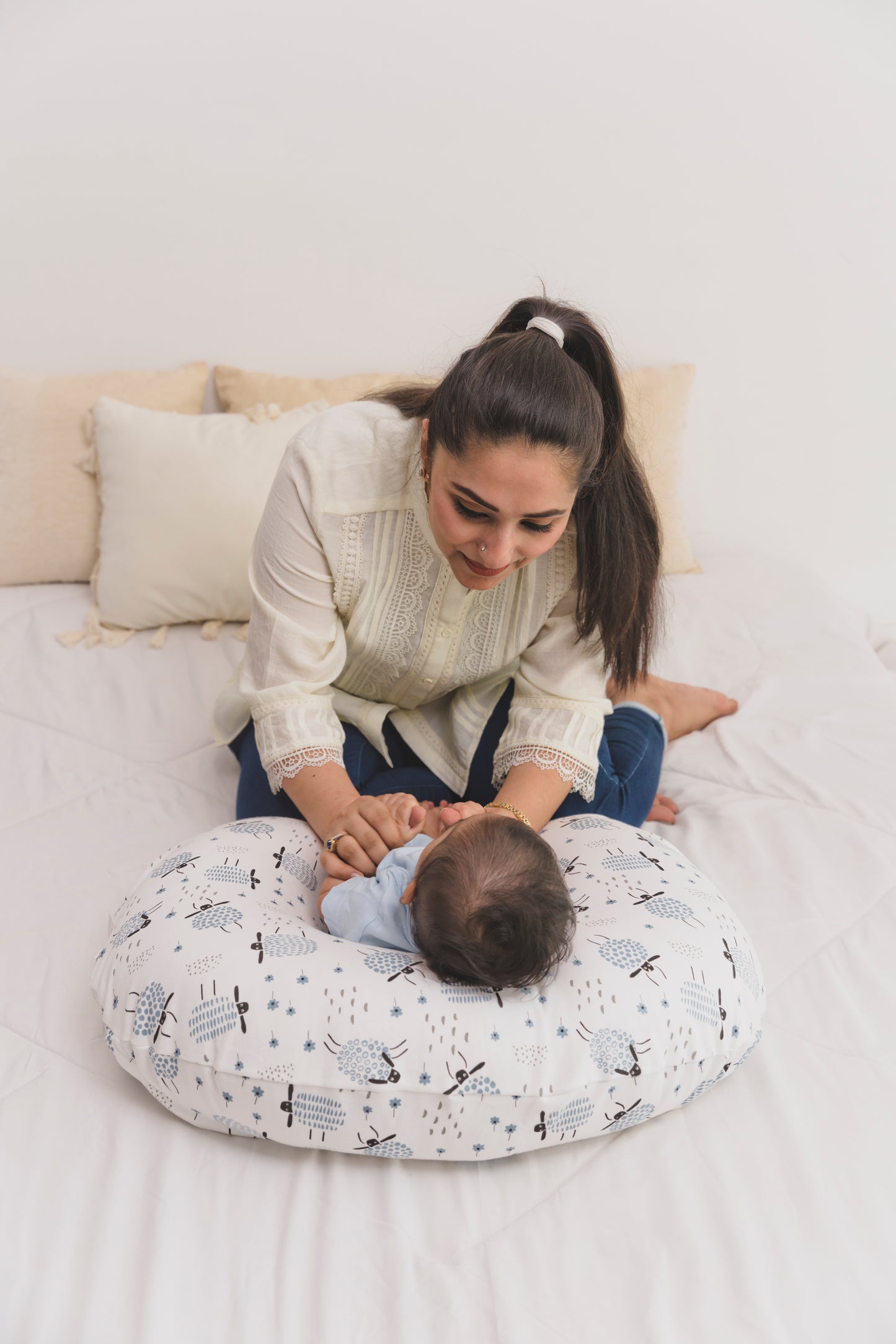 NURSING PILLOW - Baa Baa That Sheep - Blueberry Cream