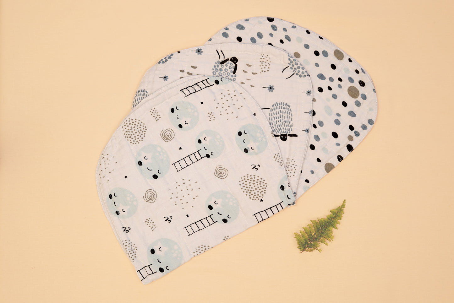 BURP CLOTH - Set of 3 - Blueberry Cream