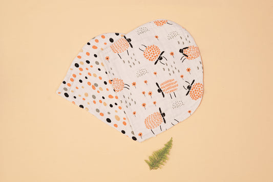BURP CLOTH - Set of 2 - Sheep & Dalmatians - Butternut Squash