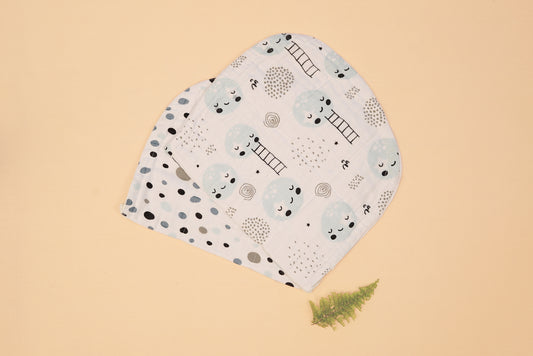 BURP CLOTH - Set of 2 - Moon & Dalmatians - Blueberry Cream