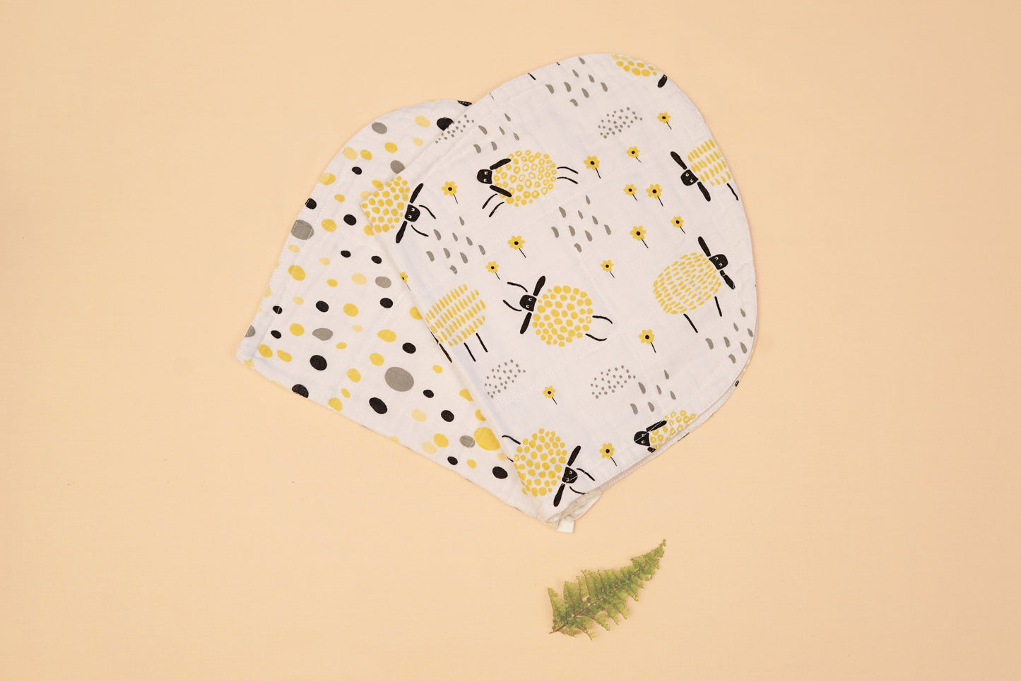 BURP CLOTH - Set of 2 - Sheep & Dalmatians - Lime & Lenomade