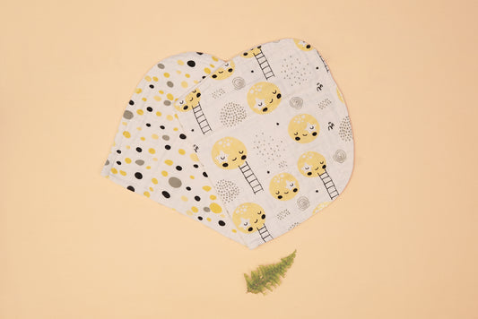 BURP CLOTH - Set of 2 - Moon & Dalmatians - Lime & Lenomade