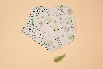 BURP CLOTH- Set of 2 - Moon & Dalmatians - Whipper Seafoam