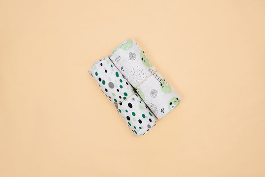 SWADDLE - Set of 2 - Moon & Dalmatians - Whipper Seafoam