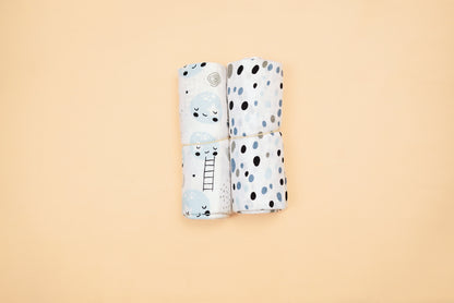 SWADDLE - Set of 2 Moon & Dalmatians- Blueberry Cream