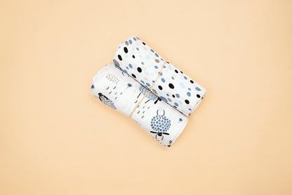 SWADDLE - Set of 2 - Sheep & Dalmatians - Blueberry Cream