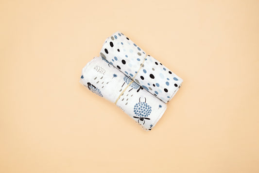SWADDLE - Set of 2 - Sheep & Dalmatians - Blueberry Cream