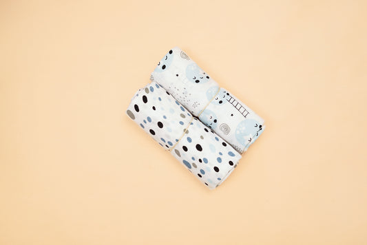SWADDLE - Set of 2 Moon & Dalmatians- Blueberry Cream