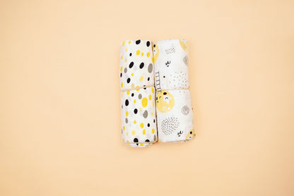 SWADDLE - Set of 2 - Moon & Dalmatians - Lime & Lenomade