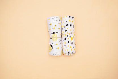 SWADDLE - Set of 2 - Sheep & Dalmatians - Lime & Lenomade