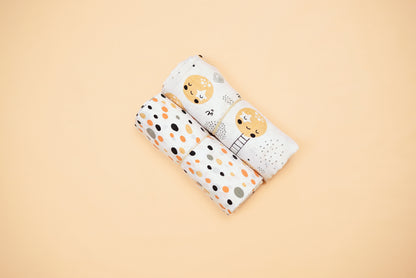SWADDLE - Set of 2 - Moon & Dalmatians - Butternut Squash